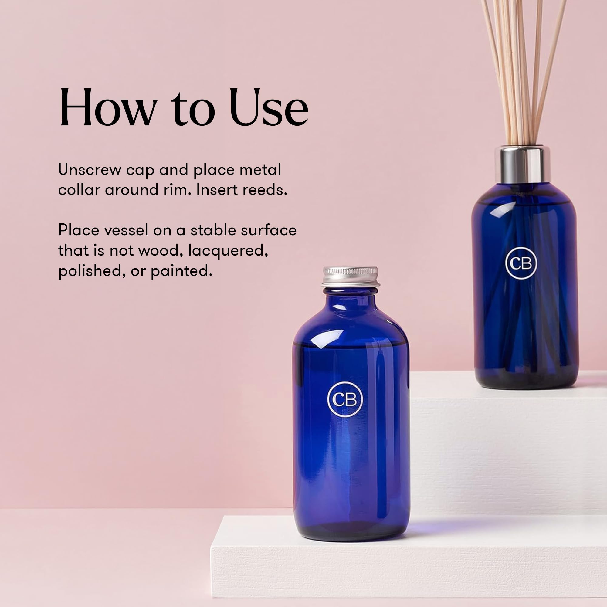 Capri Blue Aloha Orchid Reed Diffuser Set - Includes Reed Diffuser Sticks, Fragrance Oil, and Glass Bottle - Luxury Scented Room Fresheners - Cobalt Blue (8 fl oz) - Image 8