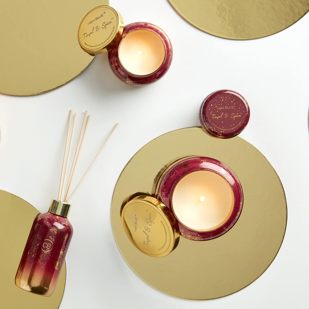Capri Blue Glimmer Jar Candles - Luxury Holiday Scented Candles for Home - Long Lasting Soy Wax Blend - Scented Holiday & Home Decor - Tinsel & Spice Signature Petite Jar (8 oz) - Image 4