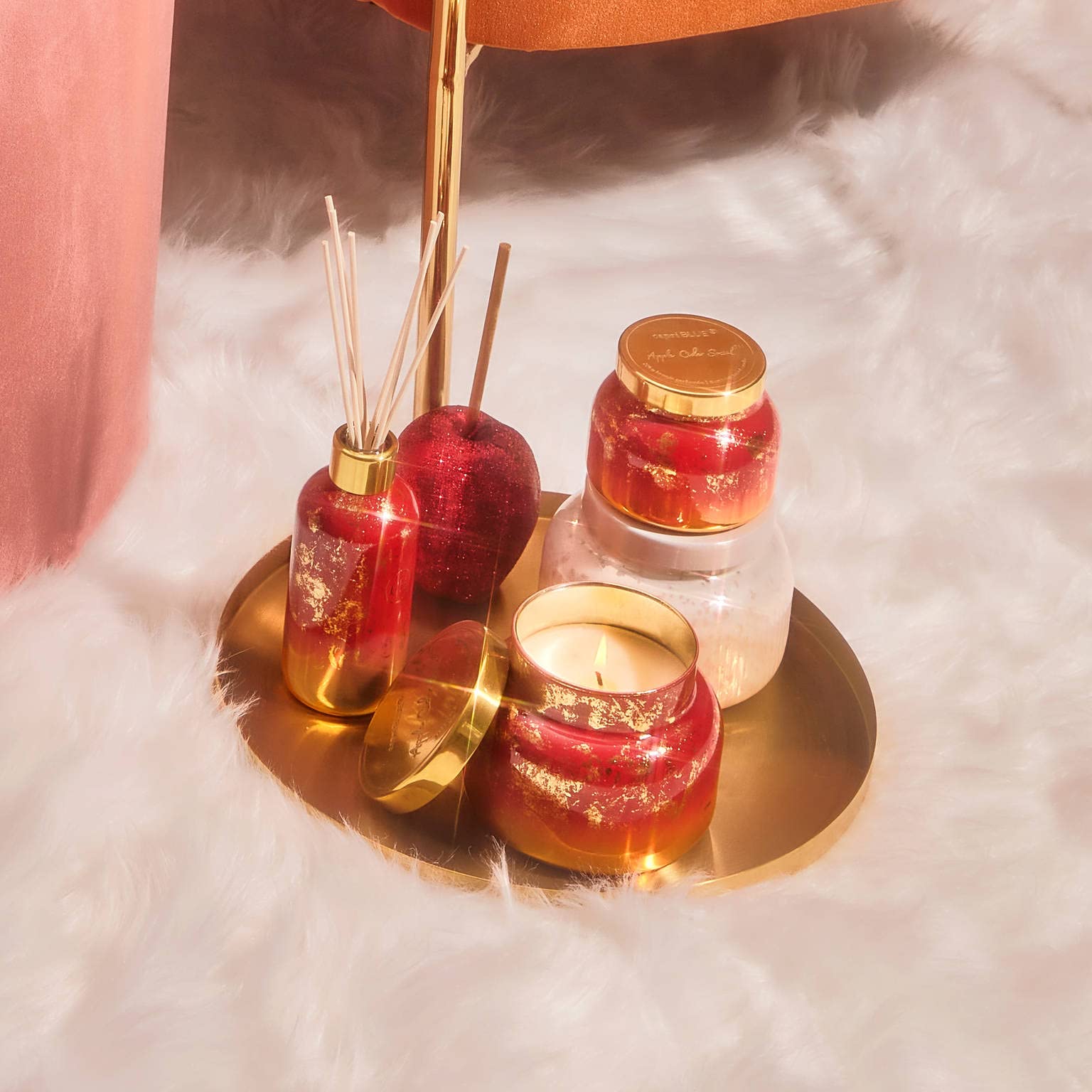 Capri Blue Glimmer Reed Diffuser Set - Includes Diffuser Sticks, Scented Oil, and Decorative Glass Bottle - Home Decor Room Freshener - Capri Blue Home Fragrance - Apple Cider Social (8 fl oz) - Image 4