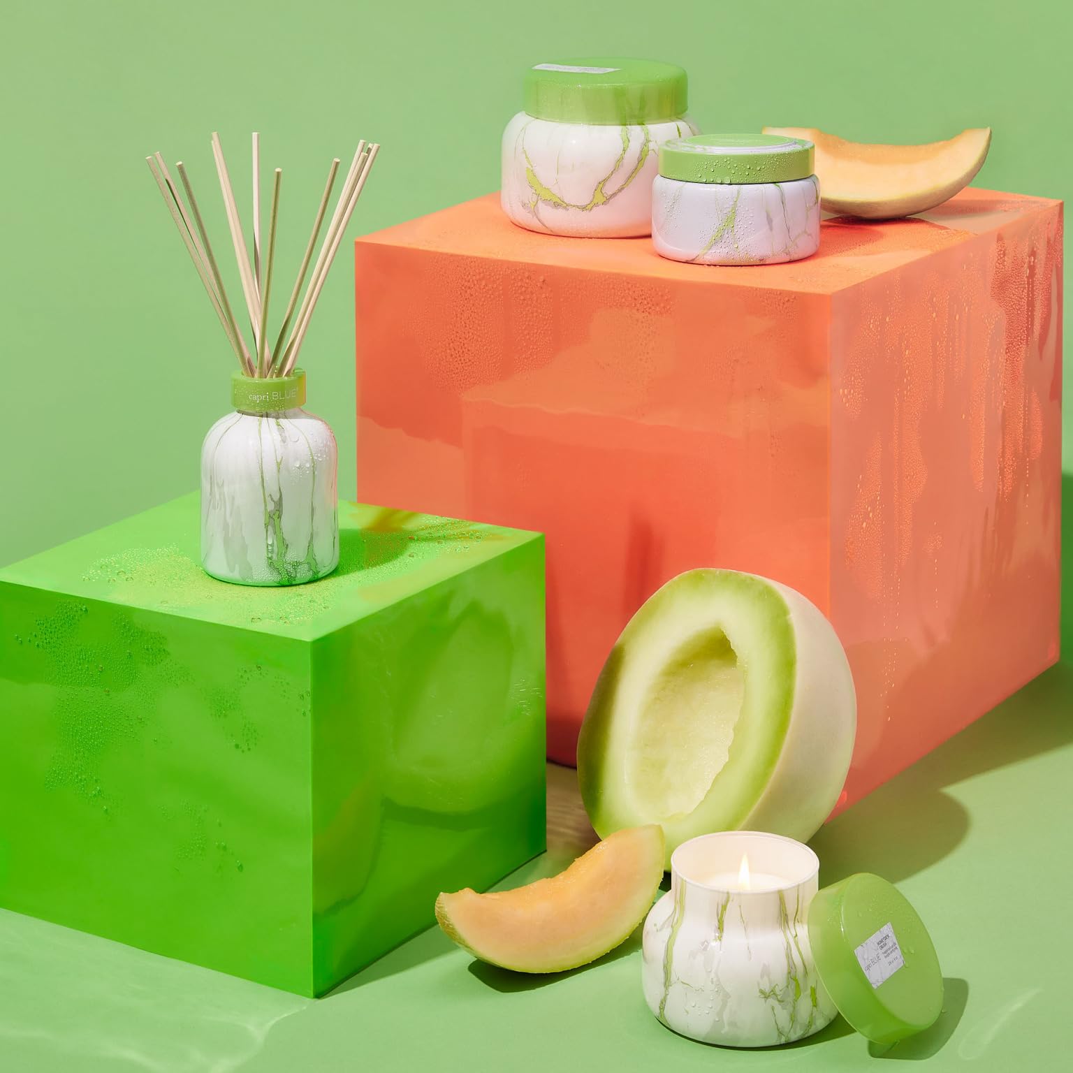 Capri Blue Reed Diffuser Set - Includes Modern Marble Oil Diffuser, Diffuser Sticks & Aroma Diffuser Oil - Air Freshener - Diffusers for Home Decor - Honeydew Crush Diffuser Scents (5.7 fl oz) - Image 4