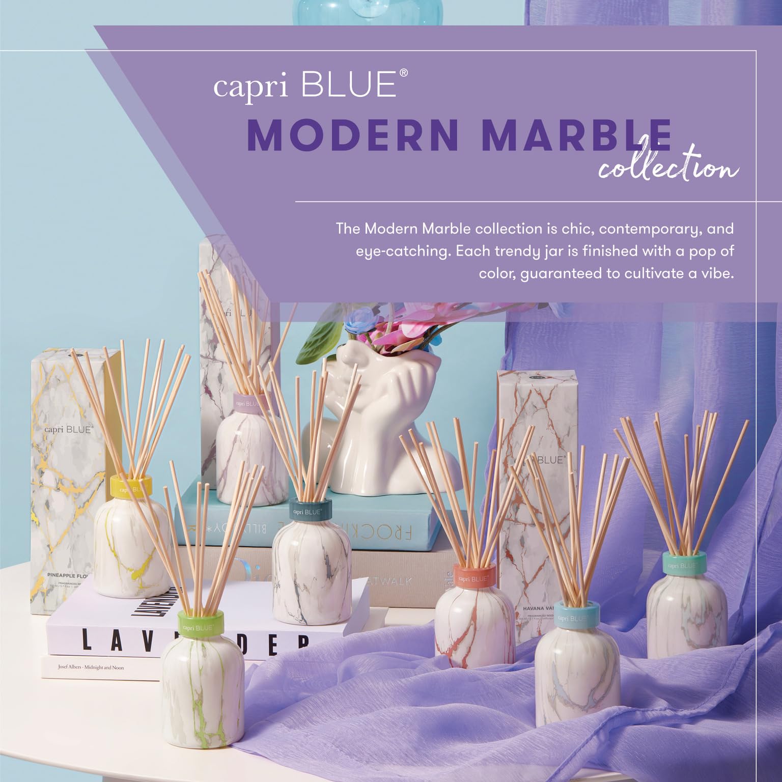 Capri Blue Reed Diffuser Set - Includes Modern Marble Oil Diffuser, Diffuser Sticks & Aroma Diffuser Oil - Air Freshener - Diffusers for Home Decor - Honeydew Crush Diffuser Scents (5.7 fl oz) - Image 6